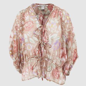 American Rag Boho Floral Tie Lounge Blouse | Small